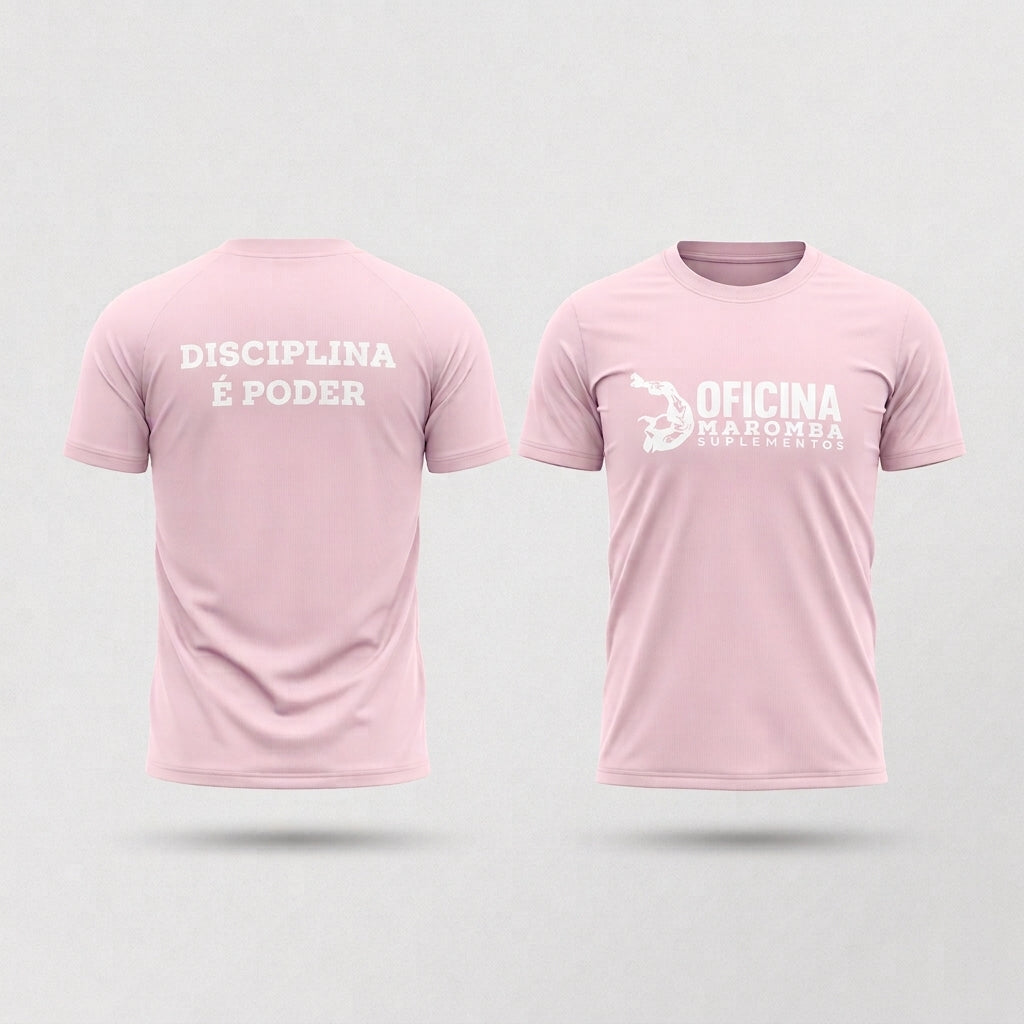 Camisa Oficina Maromba Rosa-bebê com logo branca