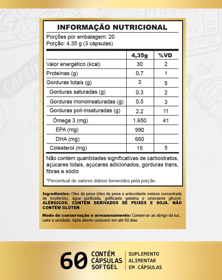 ÔMEGA 3 COM 60 CÁPSULAS - Under Labz