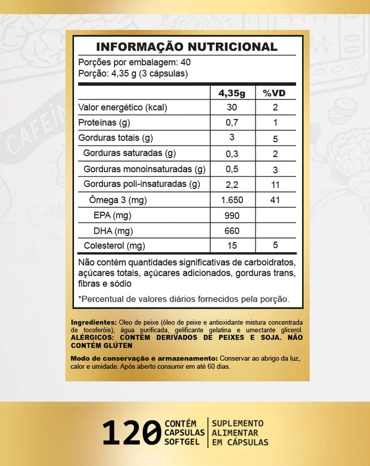 ÔMEGA 3 COM 120 CÁPSULAS - Under Labz